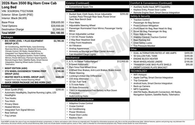 2026 Ram 3500 Big Horn Crew Cab 4x4 8' Box