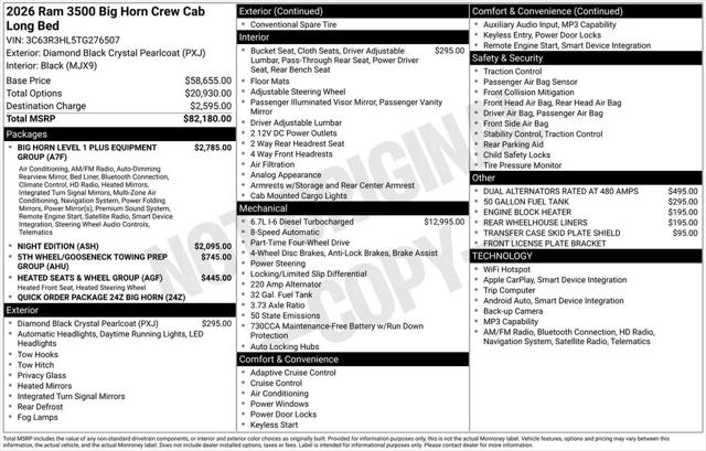 2026 Ram 3500 Big Horn Crew Cab 4x4 8' Box