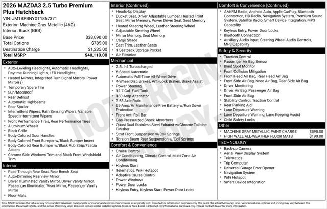 2026 Mazda Mazda3 2.5 Turbo Premium Plus