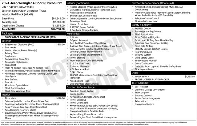 2024 Jeep Wrangler 4-Door Rubicon 392 4x4 2024 Jeep Wrangler 4-Door Rubicon 392 4x4