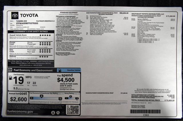 2026 Toyota Tundra Platinum CrewMax 5.5' Bed