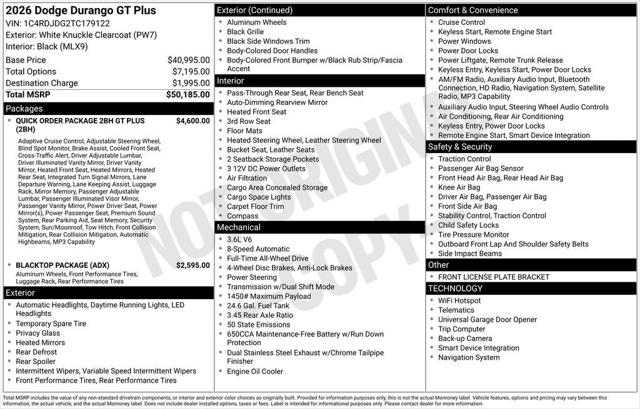 2026 Dodge Durango DURANGO GT PLUS AWD 2026 Dodge Durango DURANGO GT PLUS AWD