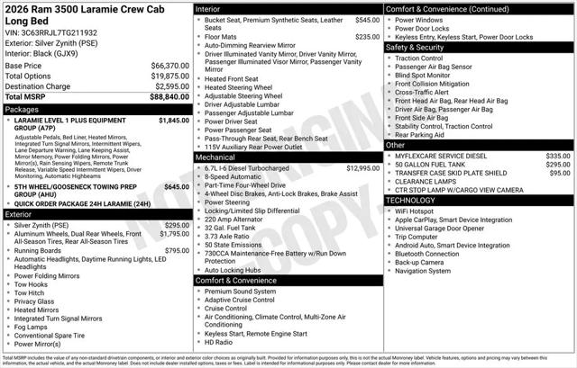 2026 Ram 3500 Laramie Crew Cab 4x4 8' Box