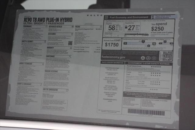 2026 Volvo XC90 Plug-In Hybrid Ultra, T8 AWD, Electric/Gasoline, Bright, 7 Seats