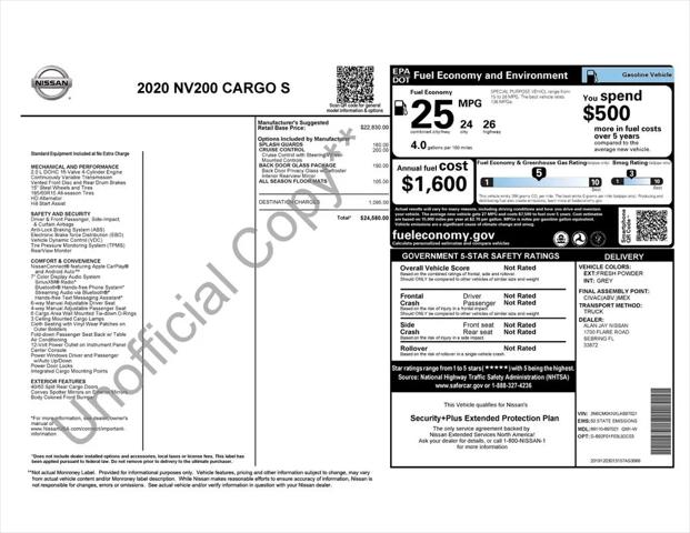 2020 Nissan NV200 Compact Cargo S Xtronic CVT