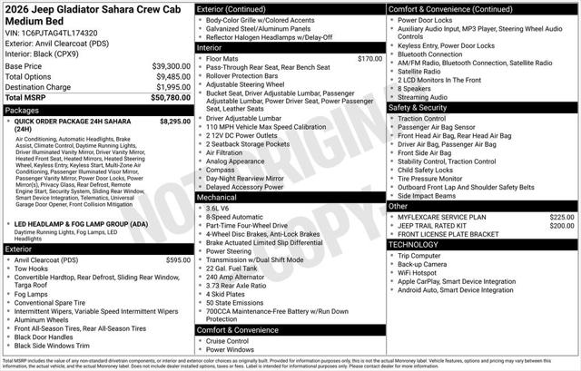 2026 Jeep Gladiator GLADIATOR SAHARA 4X4
