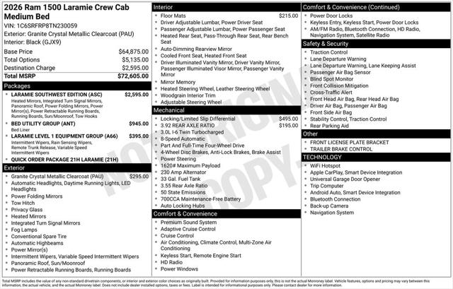 2026 RAM Ram 1500 RAM 1500 LARAMIE CREW CAB 4X4 64 BOX