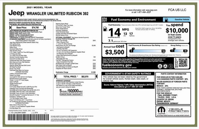 2021 Jeep Wrangler Unlimited Rubicon 392 4x4