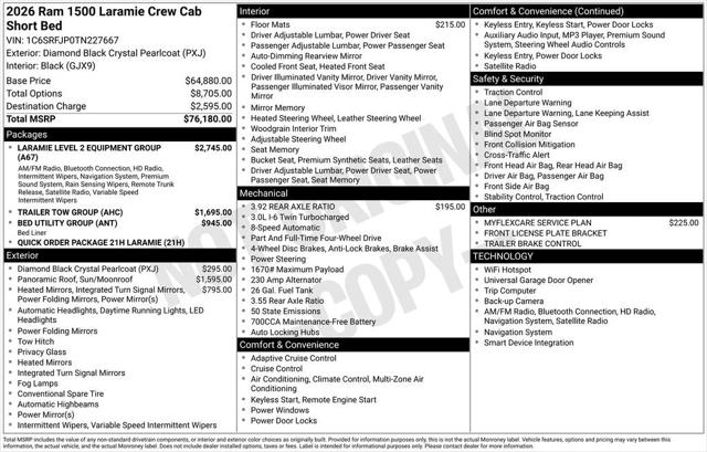 2026 RAM Ram 1500 RAM 1500 LARAMIE CREW CAB 4X4 57 BOX