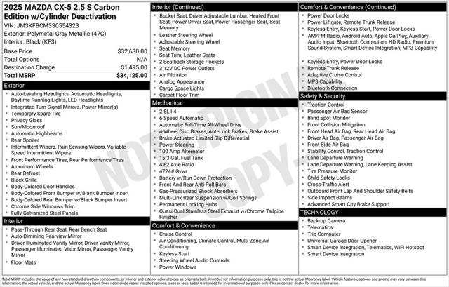 2025 Mazda CX-5 2.5 S Carbon Edition 2025 Mazda CX-5 2.5 S Carbon Edition