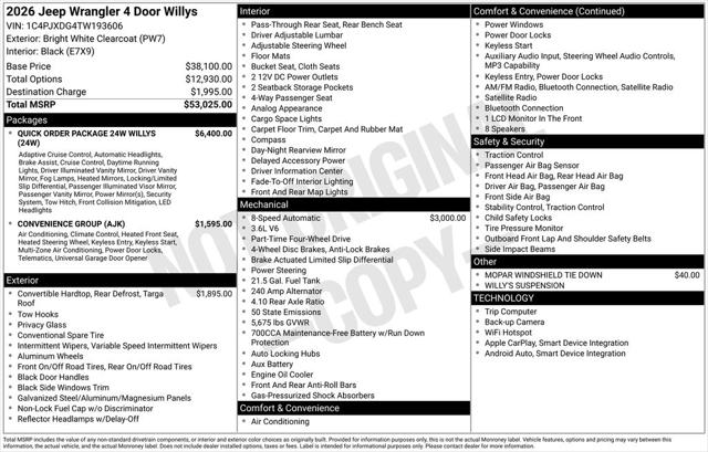 2026 Jeep Wrangler WRANGLER 4-DOOR WILLYS