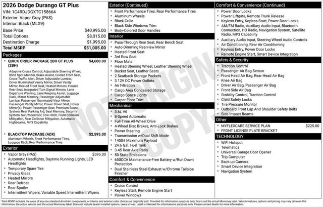 2026 Dodge Durango DURANGO GT PLUS AWD