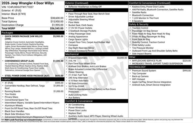 2026 Jeep Wrangler 4-Door Willys 4x4