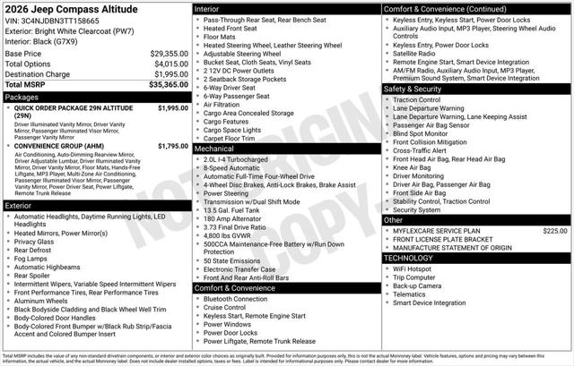2026 Jeep Compass Latitude Altitude