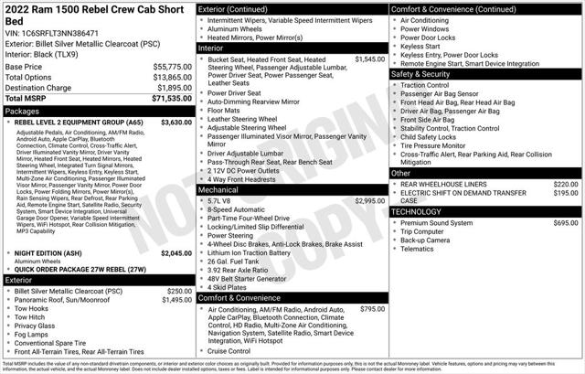 2022 RAM 1500 Rebel Crew Cab 4x4 57 Box