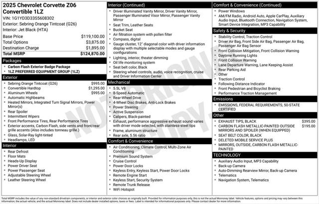 2025 Chevrolet Corvette Z06 RWD Convertible 1LZ