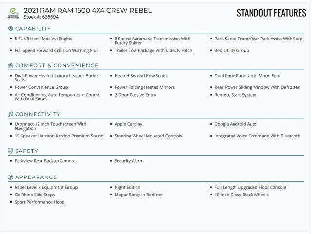 2021 Ram 1500 Rebel Crew Cab 4x4 5'7" Box