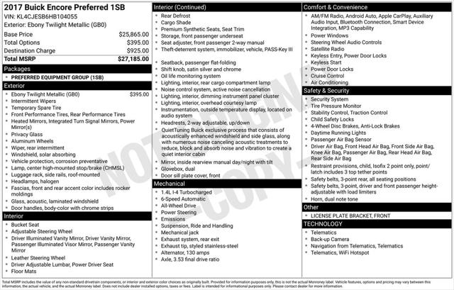 Used 2017 Buick Encore For Sale in Muscle Shoals, AL