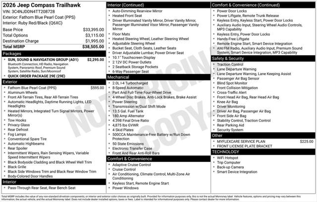 2026 Jeep Compass COMPASS TRAILHAWK 4X4