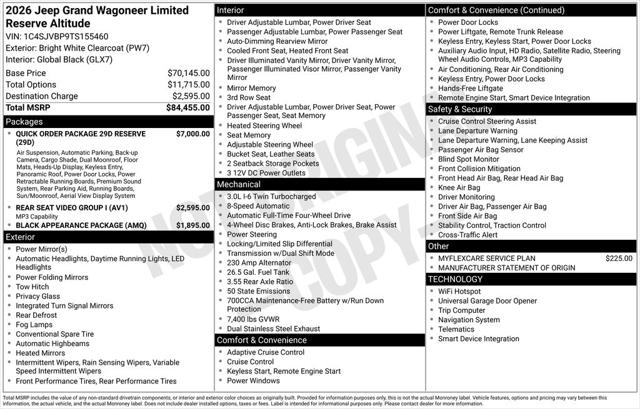 2026 Wagoneer Grand Wagoneer GRAND WAGONEER LIMITED RESERVE 4X4 2026 Wagoneer Grand Wagoneer GRAND WAGONEER LIMITED RESERVE 4X4