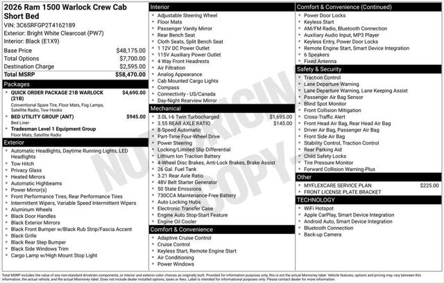 2026 RAM Ram 1500 RAM 1500 WARLOCK CREW CAB 4X4 57 BOX