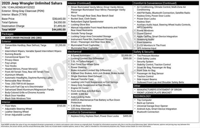 2020 Jeep Wrangler Unlimited Sahara 4X4