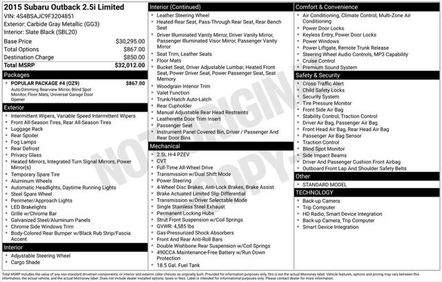 2015 Subaru Outback 2.5i Limited