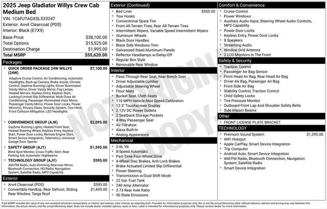 2025 Jeep Gladiator GLADIATOR WILLYS 4X4