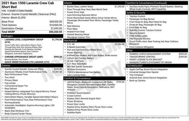 2021 RAM 1500 Laramie Crew Cab 4x4 57 Box