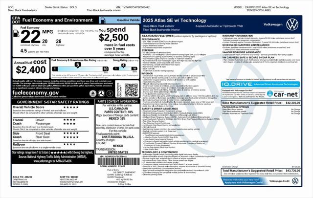 2025 Volkswagen Atlas 2.0T SE w/Technology