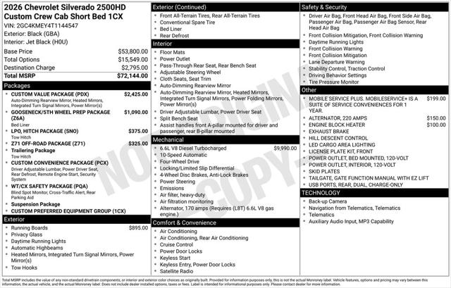 2026 Chevrolet Silverado 2500HD Crew Cab, Standard Bed, WT, 4WD