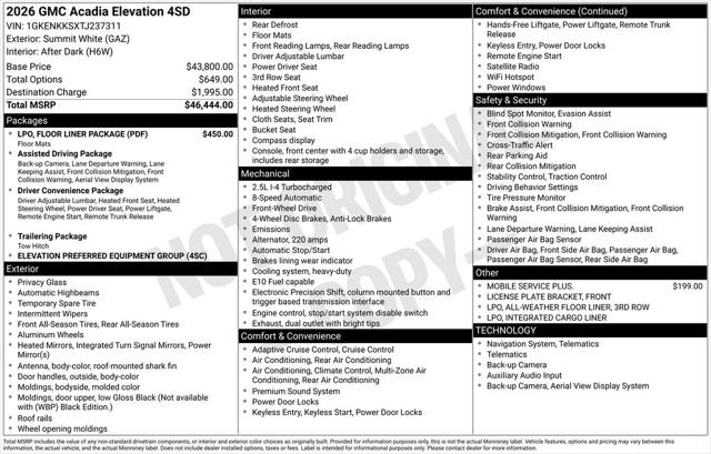 2026 GMC Acadia Elevation FWD