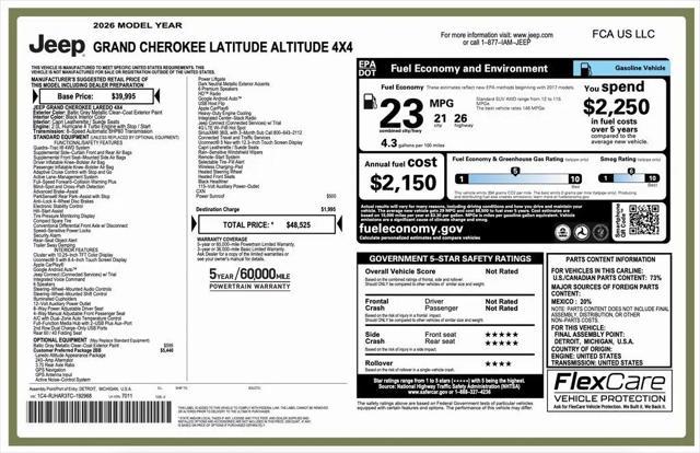 2026 Jeep Grand Cherokee Altitude 4x4
