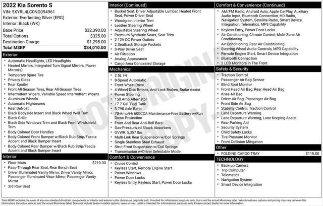 2022 Kia Sorento S 2022 Kia Sorento S