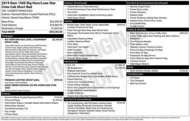 2019 RAM 1500 Big Horn/Lone Star Crew Cab 4x4 57 Box