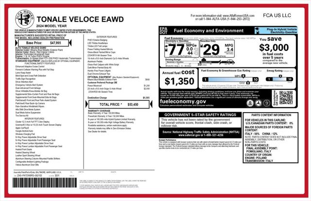 2024 Alfa Romeo Tonale Veloce EAWD 2024 Alfa Romeo Tonale Veloce EAWD