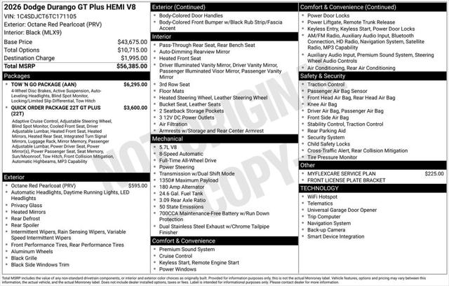 2026 Dodge Durango DURANGO GT PLUS AWD HEMI V8