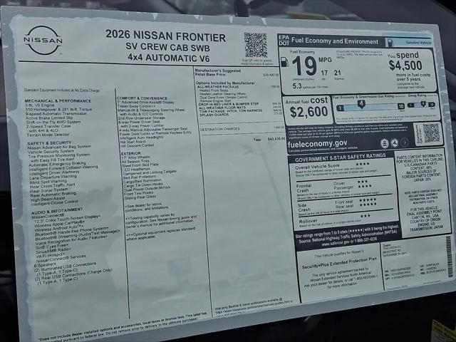 2026 Nissan Frontier Crew Cab SV 4x4