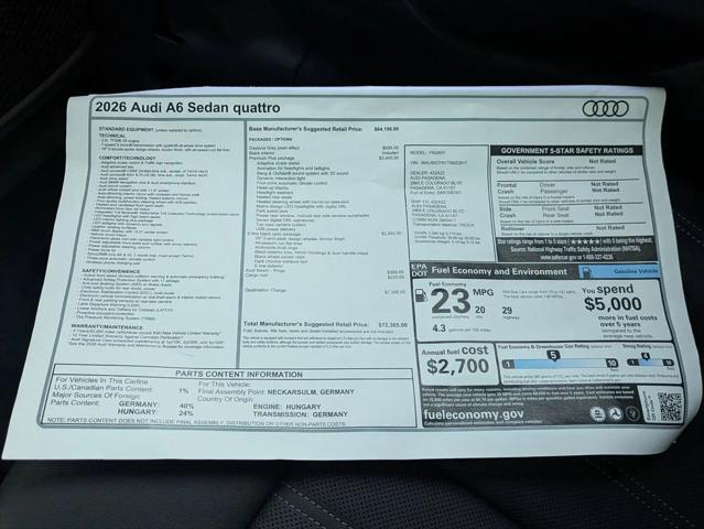 2026 Audi A6 Premium Plus quattro S tronic