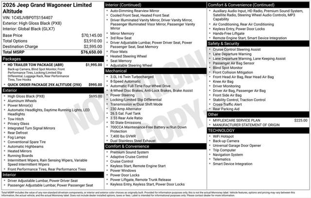 2026 Wagoneer Grand Wagoneer GRAND WAGONEER LIMITED ALTITUDE 4X4 2026 Wagoneer Grand Wagoneer GRAND WAGONEER LIMITED ALTITUDE 4X4