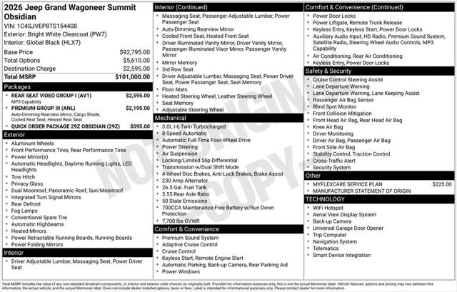 2026 Wagoneer Grand Wagoneer GRAND WAGONEER SUMMIT OBSIDIAN 4X4