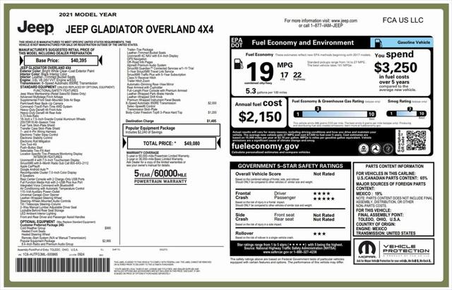 2021 Jeep Gladiator Overland 4X4 2021 Jeep Gladiator Overland 4X4