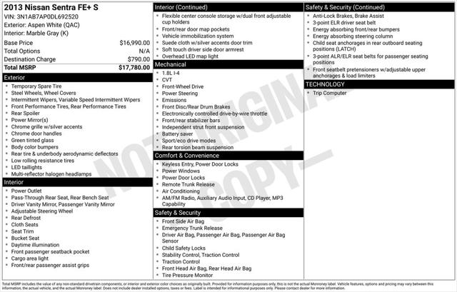 2013 Nissan Sentra FE+ S 2013 Nissan Sentra FE+ S
