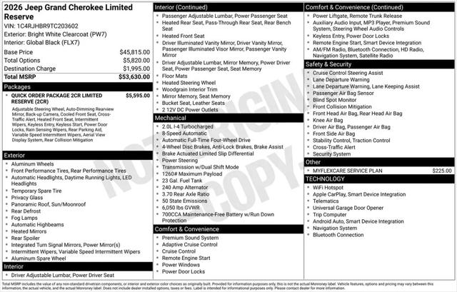 2026 Jeep Grand Cherokee Limited Reserve