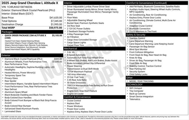 2025 Jeep Grand Cherokee GRAND CHEROKEE L ALTITUDE X 4X4