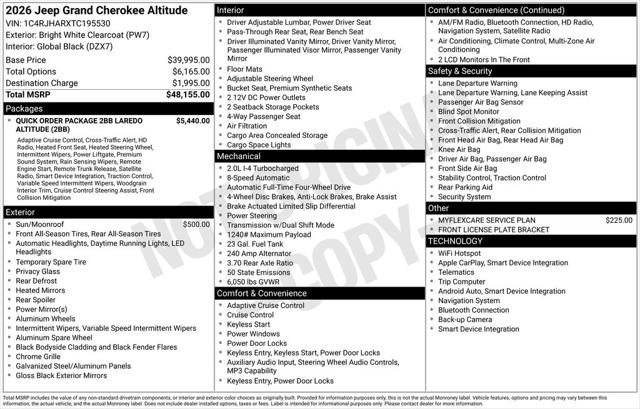 2026 Jeep Grand Cherokee GRAND CHEROKEE ALTITUDE 4X4 2026 Jeep Grand Cherokee GRAND CHEROKEE ALTITUDE 4X4