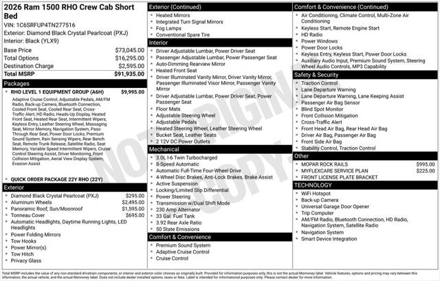 2026 RAM Ram 1500 RAM 1500 RHO CREW CAB 4X4 57 BOX