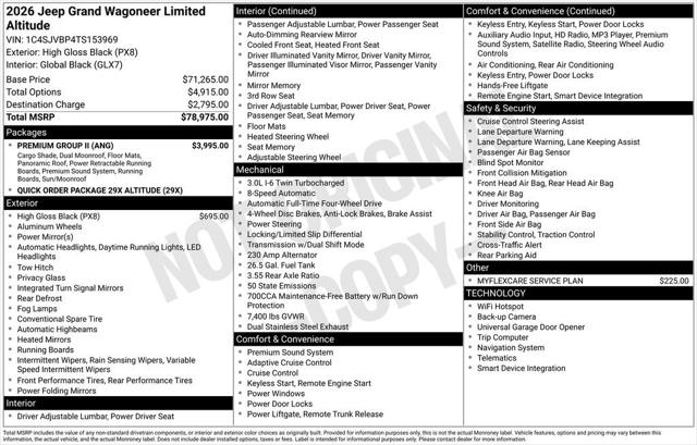 2026 Wagoneer Grand Wagoneer GRAND WAGONEER LIMITED ALTITUDE 4X4