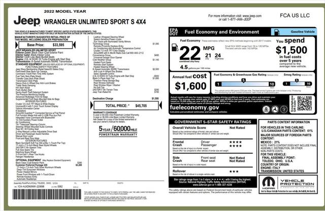2022 Jeep Wrangler Unlimited Sport S 4x4