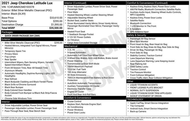 2021 Jeep Cherokee Latitude Lux 4X4